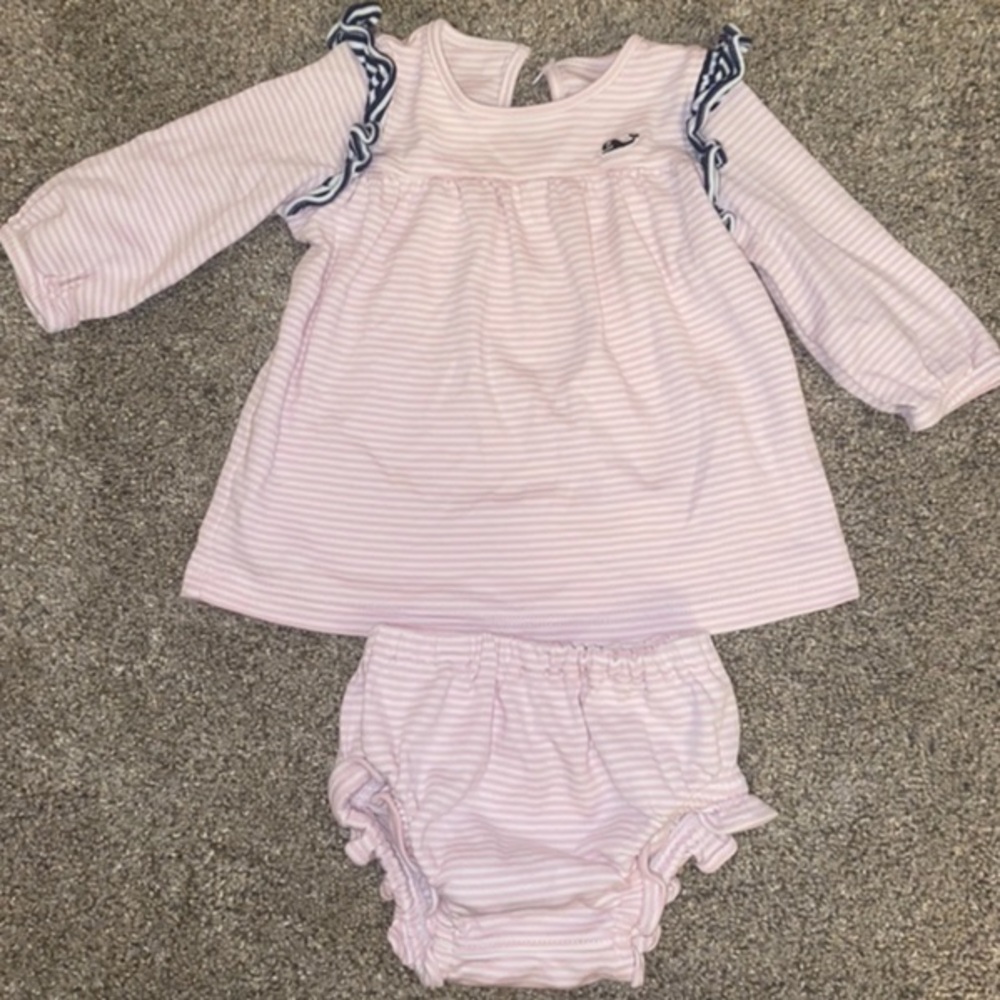 Baby Vineyard Vines feeder stripe ruffle outfit